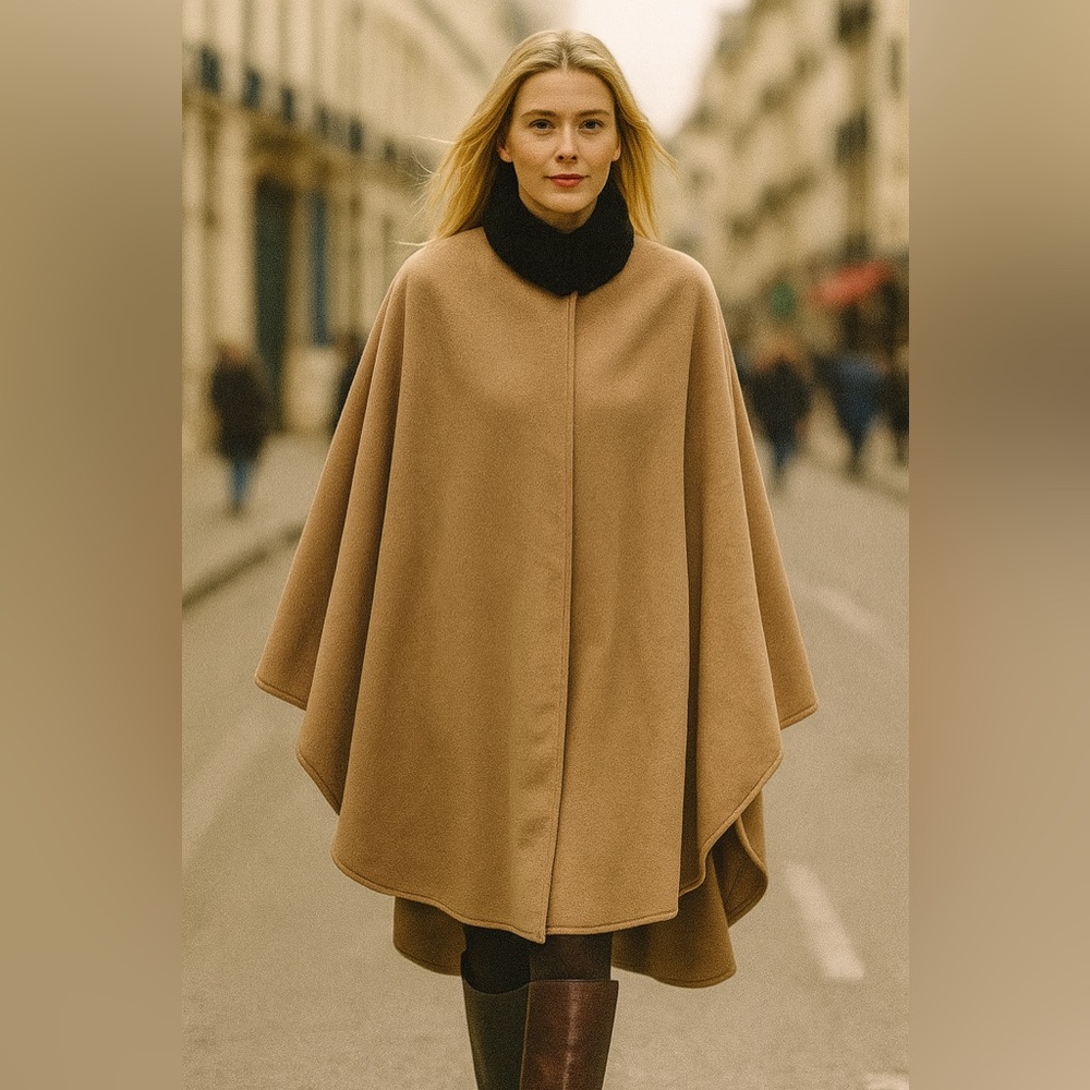 ๐ CAPE PONCHO with Faux Fur Collar OS